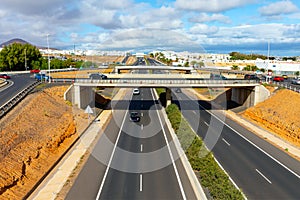 Aerial view of highway in Gran Canaria