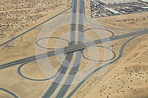 Aerial view of highway interchange