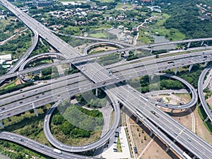 Aerial View of Highway Interchange - Transport concept image.