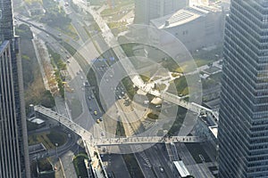 Aerial view of highway and interchanges of Shanghai city view fr photo