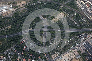 Aerial View of Highway Intersection In Magdeburg