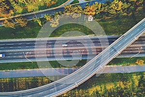 Aerial view of the highway in a sunny day