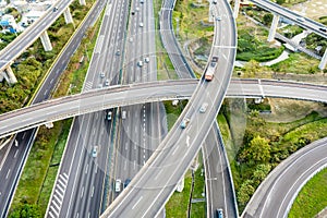 Aerial view of Highway transportation system highway interchange at kaohsiung. Taiwan