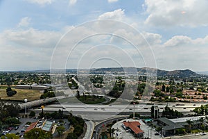 Aerial view of highways in Corona, California