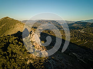 Aerial view of hiking trail Penia San Diego in Valencia, Spain