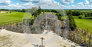 Aerial view of Hill of Crosses or KRYZIU KALNAS in Lithuania.