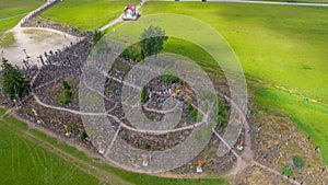 Aerial view of Hill of Crosses in Lithuania