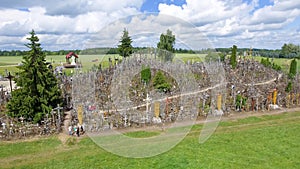 Aerial view of Hill of Crosses, Lithuania