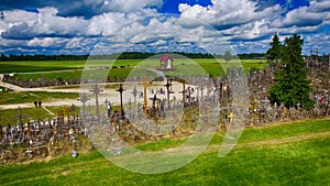 Aerial view of Hill of Crosses, Lithuania