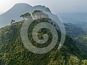 Aerial view of the hill of Thani mai temple, close to Bandipur, Nepal