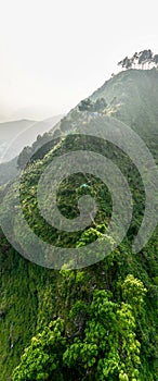 Aerial view of the hill of Thani mai temple, close to Bandipur, Nepal