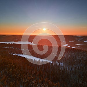 Aerial view of Hill Ukko in the National Park Koli Finland