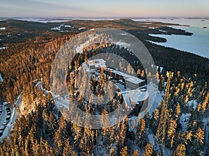 Aerial view of Hill Ukko in the National Park Koli Finland.