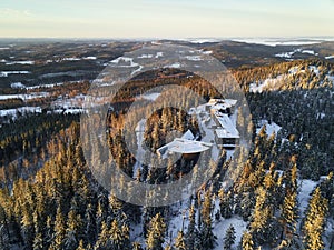 Aerial view of Hill Ukko in the National Park Koli Finland.