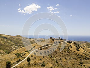 Aerial view of hills in the hinterland of Calabria.