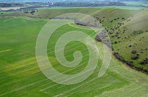 Aerial view of the hills at Mere in Wiltshire
