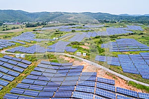 Aerial view of hillside solar energy