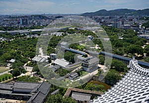 Aerial view of Himeji City, Japan