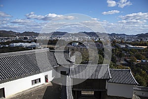 Aerial view of Himeji residence downtown from Himeji castle in Hyogo Kansai Japan