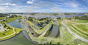 Aerial view of historic Castle Loevestein, Poederoijen - Holland - Netherlands