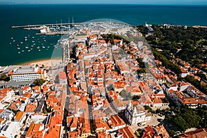 Aerial view of historic centre of Cascais, Portugal photo