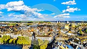 Aerial view of the historic city of Maastricht in the Netherlands as seen from the tower of the St.John Church