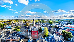 Aerial view of the historic city of Maastricht in the Netherlands as seen from the tower of the St.John Church