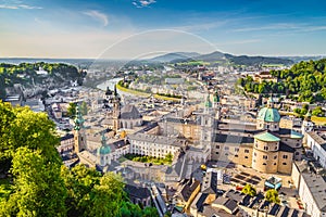 Aerial view of the historic city of Salzburg, Austria photo