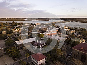 Aerial view of historic district of Beaufort, South Carolina at