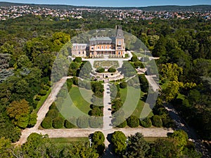 Aerial view of the historic Euxinograd palace in Varna, Bulgaria. Admire the grand architecture and lush gardens of this