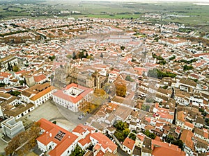 Aerial view of historic Evora in Alentejo, Portugal