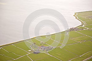 Aerial view of historic Marken island