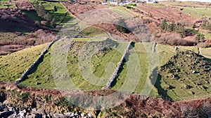 Aerial view of historic Ringfort by Kilcar in County Donegal - Ireland