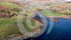 Aerial view of historic Ringfort by Kilcar in County Donegal - Ireland