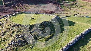 Aerial view of historic Ringfort by Kilcar in County Donegal - Ireland