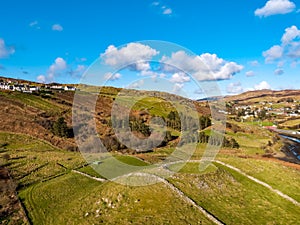 Aerial view of historic Ringfort by Kilcar in County Donegal - Ireland