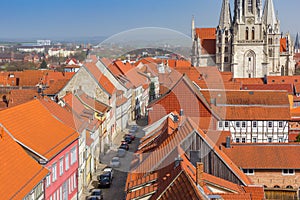 Aerial view of a historic street in Muhlhausen