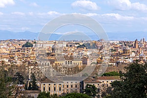 Aerial view of the historical center of Rome, Italy