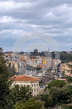 Aerial view of the historical center of Rome, Italy