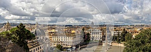 Aerial view of the historical center of Rome, Italy, and Piazza del Popolo