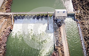 Aerial view of the historical diversion dam on Boise River photo