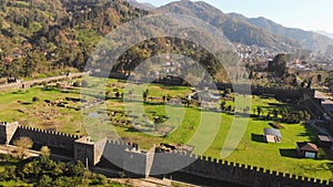 Aerial view historical site Gonio fortress - Roman fortification in Adjara, Georgia. Gonio-Apsaros Fortress