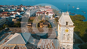 Aerial view of the historical stone town in Zanzibar