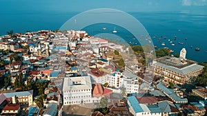 Aerial view of the historical stone town in Zanzibar