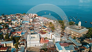 Aerial view of the historical stone town in Zanzibar