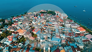 Aerial view of the historical stone town in Zanzibar