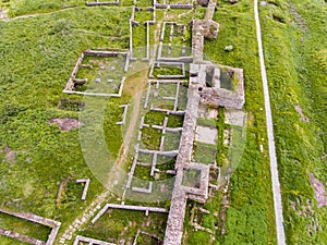 Aerial view of Histria old fortress in Dobrogea Constanta Romania