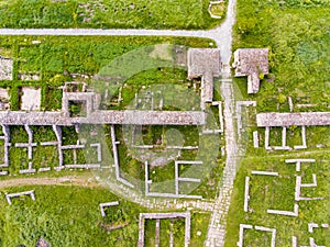 Aerial view of Histria old fortress in Dobrogea Constanta Romania