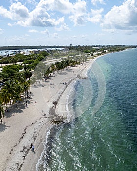 Aerial view of Hobie Beach, Key Biscayne on a sunny day in Miami, Florida photo
