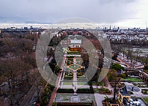 Aerial view of Holland park and Kensington area in London in England